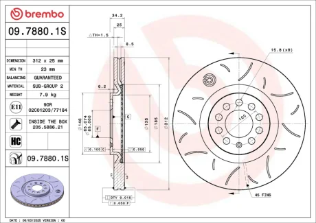 Brake discs BREMBO 0978801S
