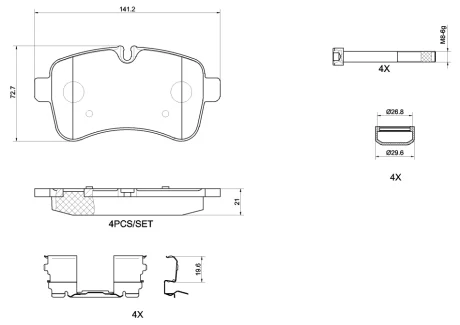 Гальмівні колодки, дискове гальмо (набір) BREMBO PA6027G